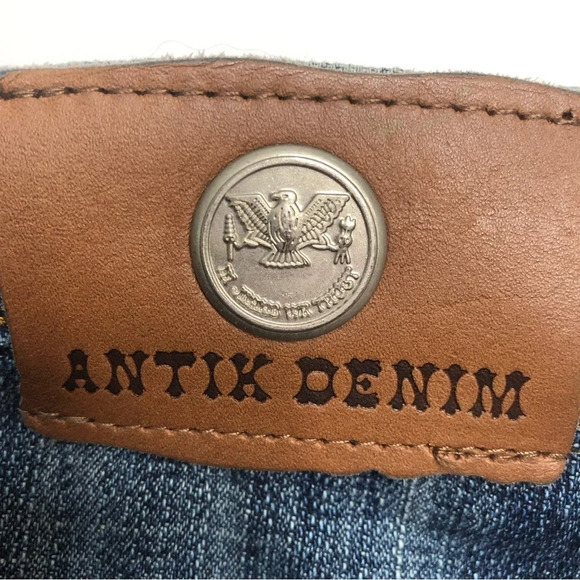 Antik Denim Jeans Medium Blue 9 Button Fly Decorative Pockets - Picture 3 of 12